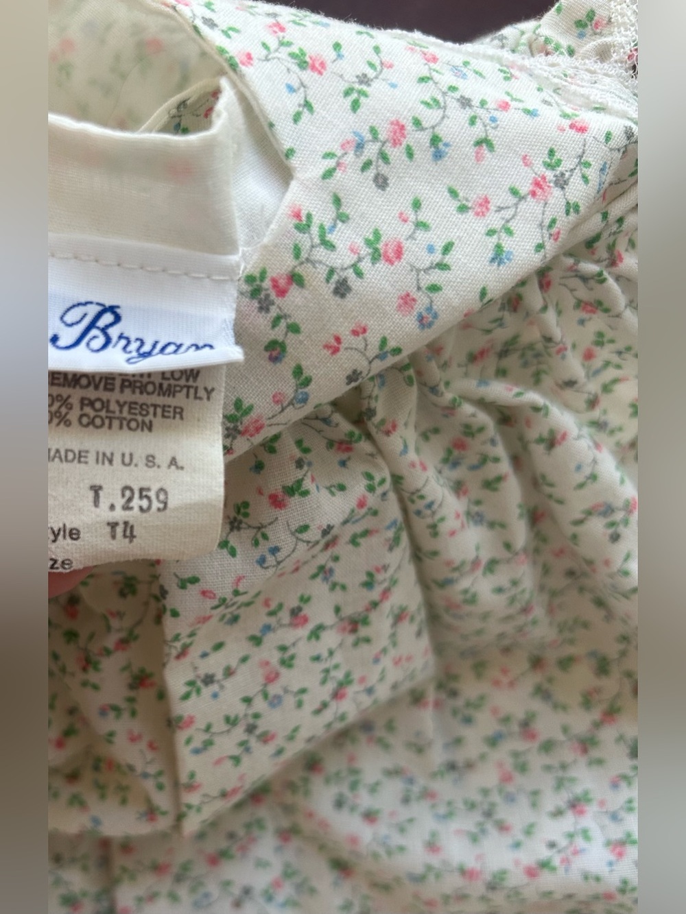 Vintage Bryan Girls Floral Prairie Dress Lace Ruffle Made in USA 80s 90s Cottage - Picture 5 of 6